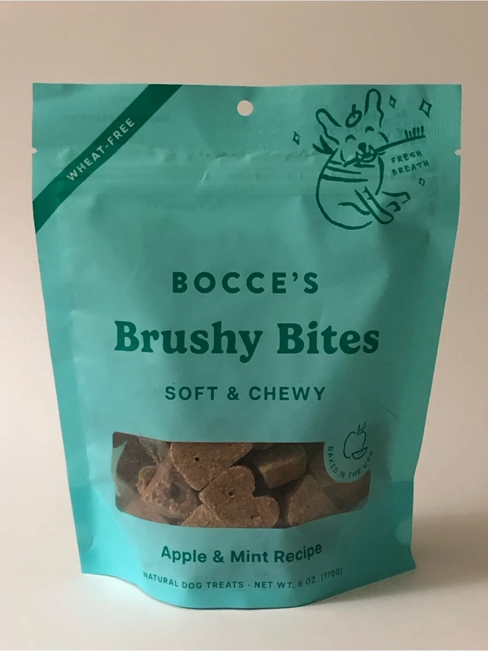 Brushy Bites Soft & Chewy Apple & Mint Natural Dog Treats -